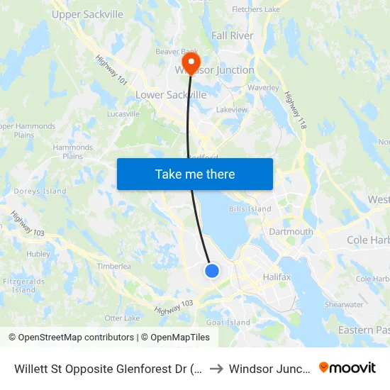 Willett St Opposite Glenforest Dr (8495) to Windsor Junction map