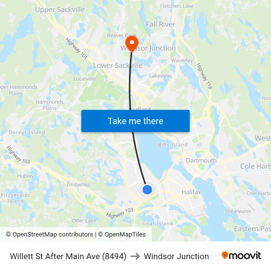 Willett St After Main Ave (8494) to Windsor Junction map