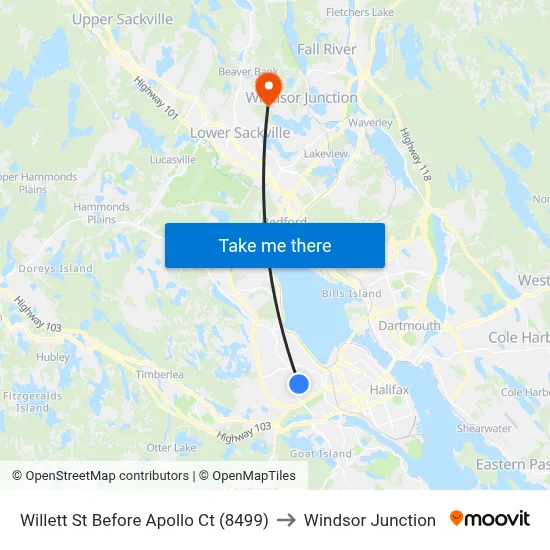 Willett St Before Apollo Ct (8499) to Windsor Junction map