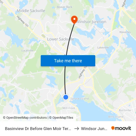 Basinview Dr Before Glen Moir Terr (6140) to Windsor Junction map
