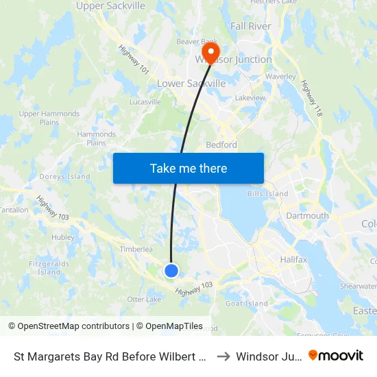 St Margarets Bay Rd Before Wilbert Devoe Cr (6148) to Windsor Junction map