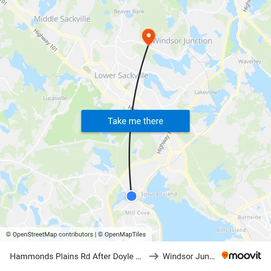 Hammonds Plains Rd After Doyle St (6784) to Windsor Junction map