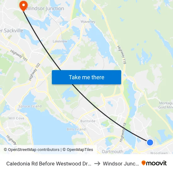Caledonia Rd Before Westwood Dr (6360) to Windsor Junction map