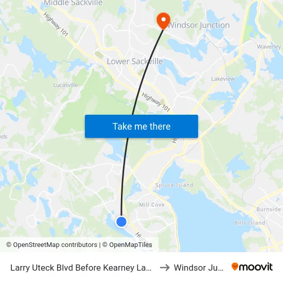 Larry Uteck Blvd Before Kearney Lake Rd (6365) to Windsor Junction map
