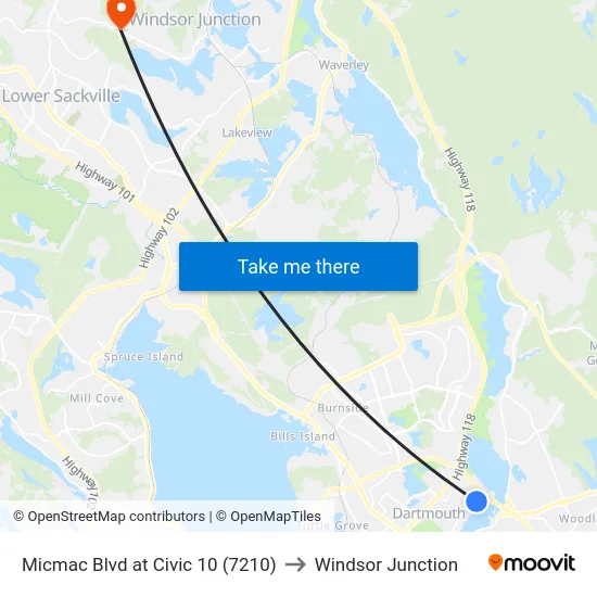 Micmac Blvd at Civic 10 (7210) to Windsor Junction map