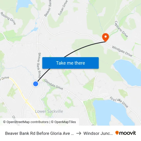Beaver Bank Rd Before Gloria Ave (6214) to Windsor Junction map