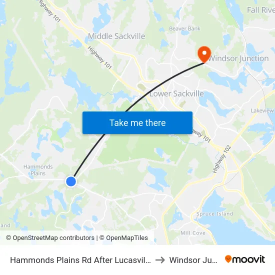 Hammonds Plains Rd After Lucasville Rd (6811) to Windsor Junction map