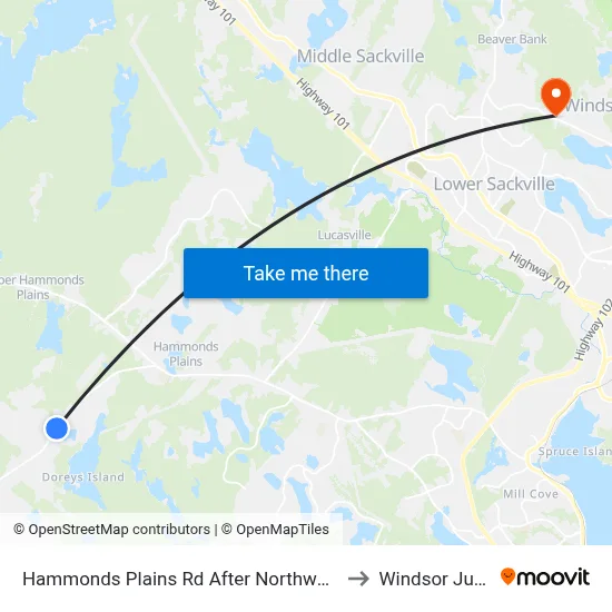 Hammonds Plains Rd After Northwood Rd (6813) to Windsor Junction map