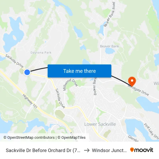 Sackville Dr Before Orchard Dr (7326) to Windsor Junction map