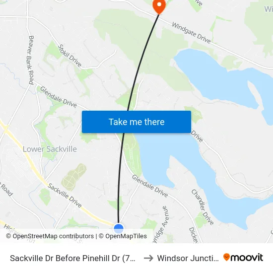 Sackville Dr Before Pinehill Dr (7327) to Windsor Junction map