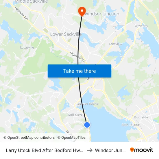 Larry Uteck Blvd After Bedford Hwy (8849) to Windsor Junction map
