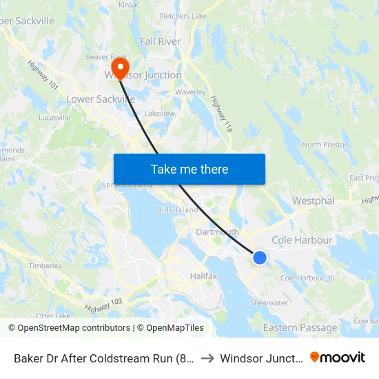 Baker Dr After Coldstream Run (8842) to Windsor Junction map