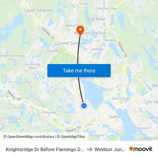 Knightsridge Dr Before Flamingo Dr (7062) to Windsor Junction map