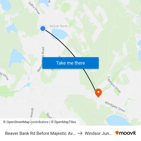 Beaver Bank Rd Before Majestic Ave (8714) to Windsor Junction map