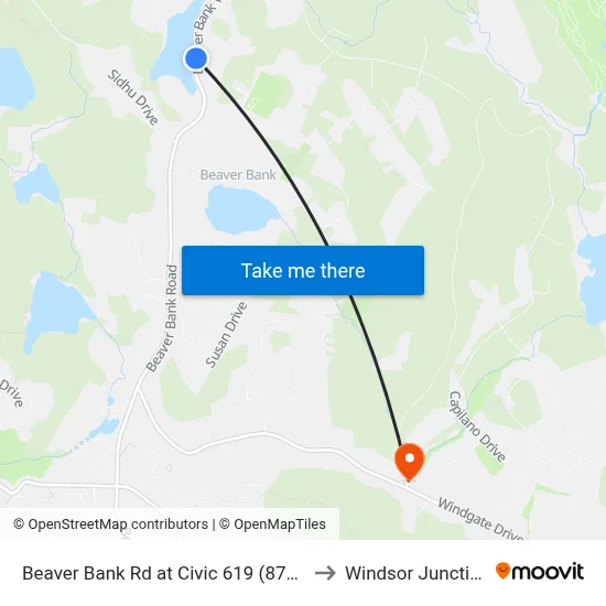 Beaver Bank Rd at Civic 619 (8715) to Windsor Junction map