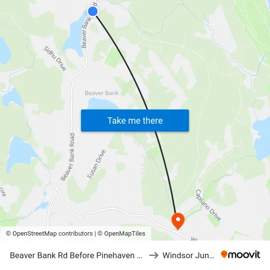 Beaver Bank Rd Before Pinehaven Dr (8716) to Windsor Junction map