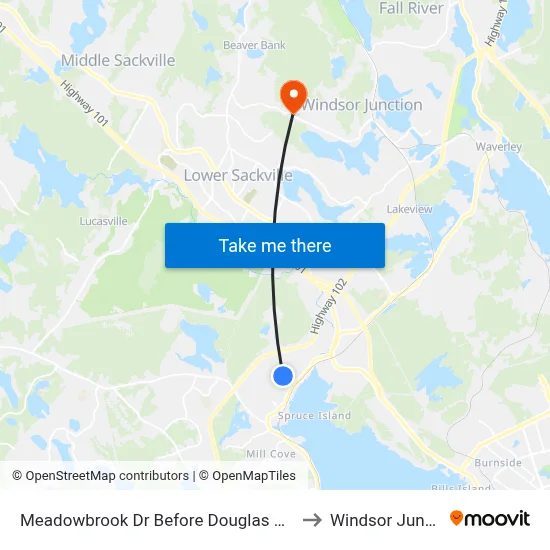 Meadowbrook Dr Before Douglas Dr (7192) to Windsor Junction map