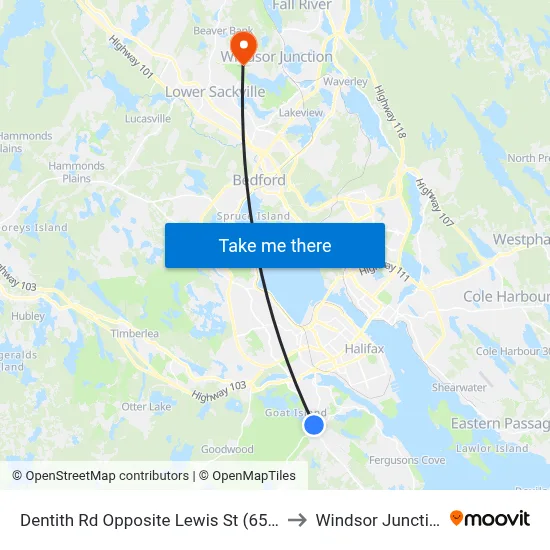 Dentith Rd Opposite Lewis St (6562) to Windsor Junction map