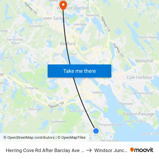 Herring Cove Rd After Barclay Ave (6878) to Windsor Junction map
