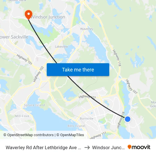 Waverley Rd After Lethbridge Ave (8440) to Windsor Junction map