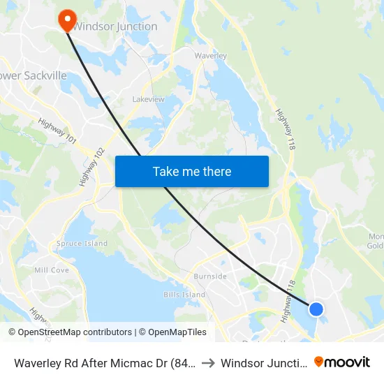 Waverley Rd After Micmac Dr (8442) to Windsor Junction map