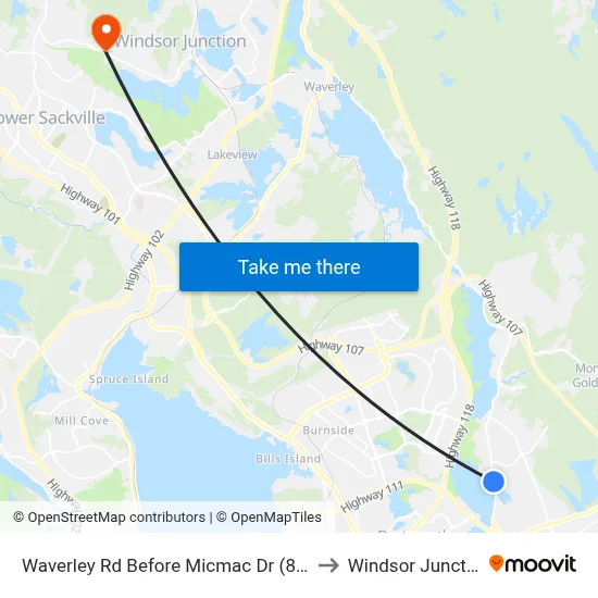 Waverley Rd Before Micmac Dr (8448) to Windsor Junction map