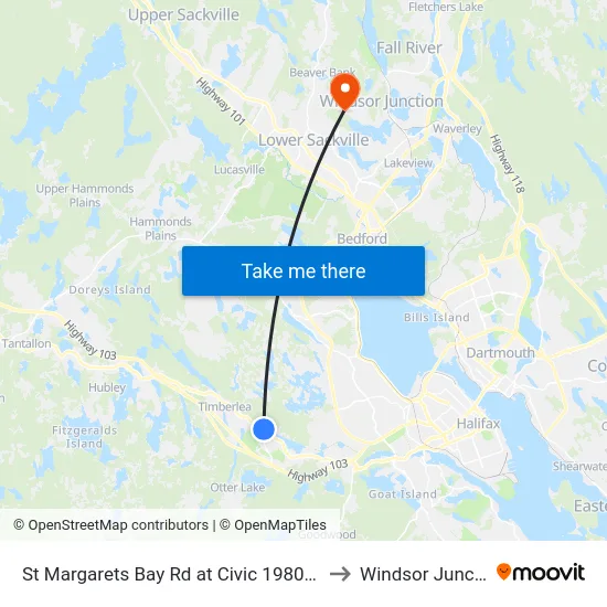 St Margarets Bay Rd at Civic 1980 (6172) to Windsor Junction map
