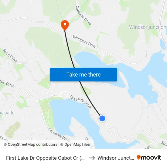 First Lake Dr Opposite Cabot Cr (6685) to Windsor Junction map