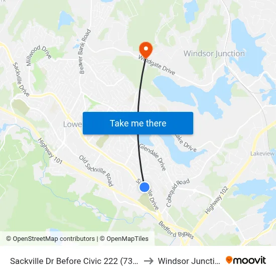 Sackville Dr Before Civic 222 (7330) to Windsor Junction map