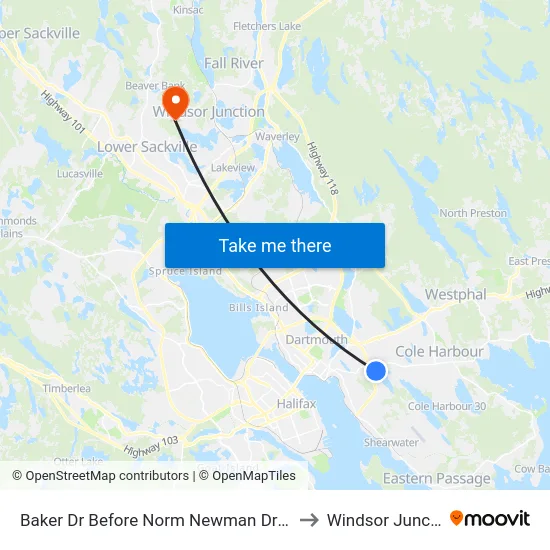 Baker Dr Before Norm Newman Dr (8852) to Windsor Junction map