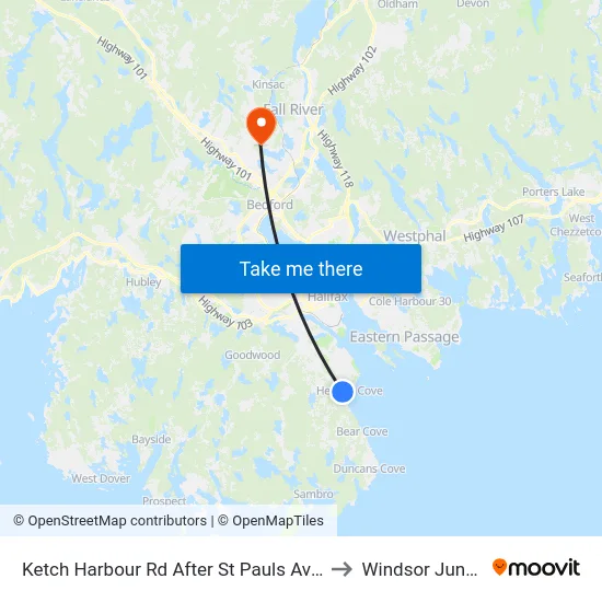 Ketch Harbour Rd After St Pauls Ave (7054) to Windsor Junction map