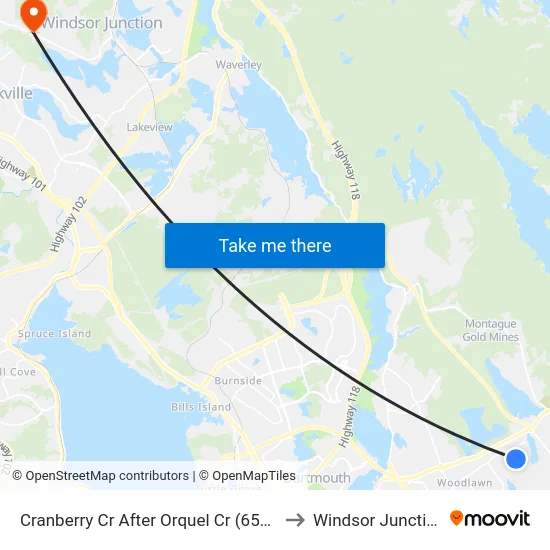 Cranberry Cr After Orquel Cr (6519) to Windsor Junction map