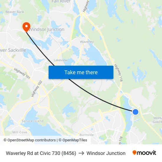 Waverley Rd at Civic 730 (8456) to Windsor Junction map