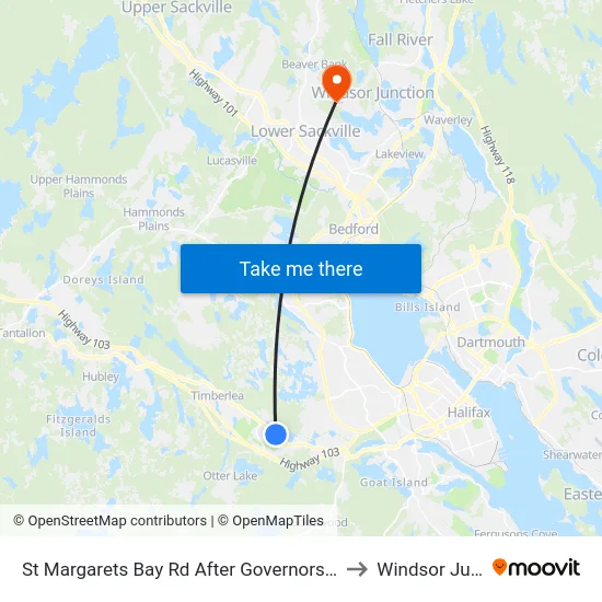 St Margarets Bay Rd After Governors Lake Dr (6186) to Windsor Junction map