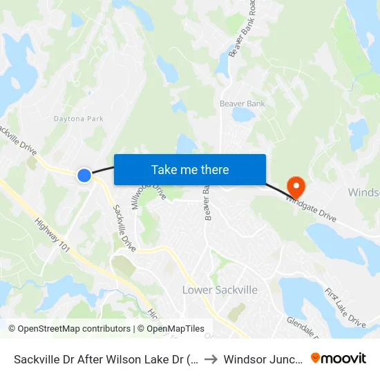 Sackville Dr After Wilson Lake Dr  (7302) to Windsor Junction map