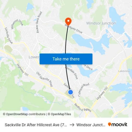 Sackville Dr After Hillcrest Ave (7303) to Windsor Junction map