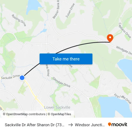 Sackville Dr After Sharon Dr (7306) to Windsor Junction map