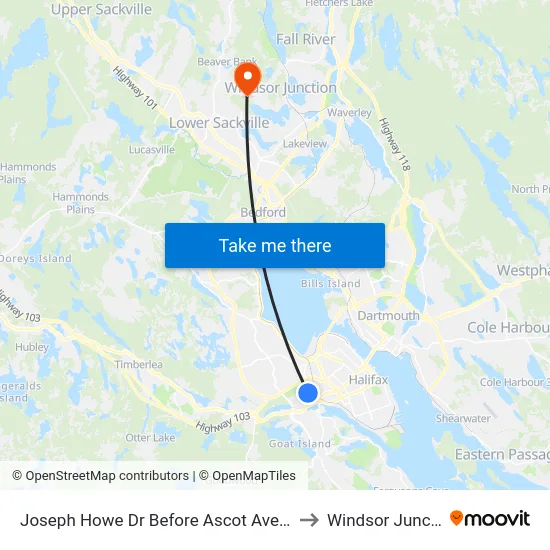Joseph Howe Dr Before Ascot Ave (7005) to Windsor Junction map