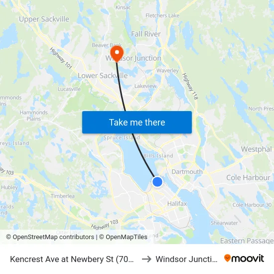 Kencrest Ave at Newbery St (7048) to Windsor Junction map