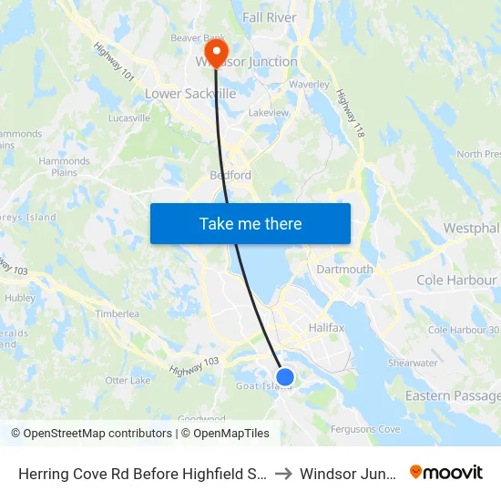 Herring Cove Rd Before Highfield St (6891) to Windsor Junction map