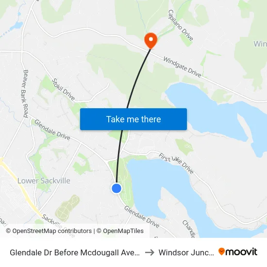 Glendale Dr Before Mcdougall Ave (6751) to Windsor Junction map