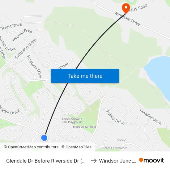 Glendale Dr Before Riverside Dr (6757) to Windsor Junction map