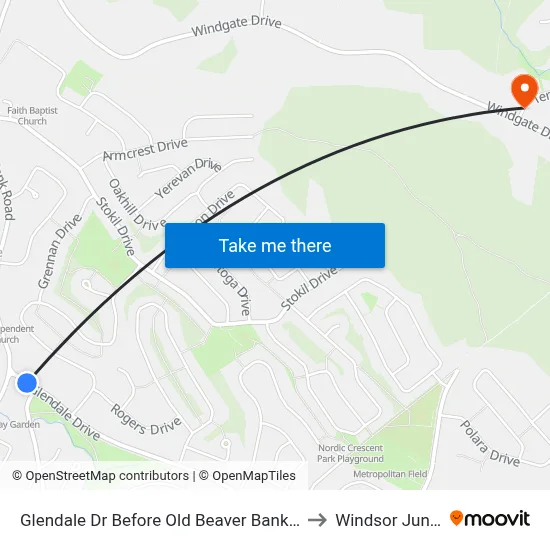 Glendale Dr Before Old Beaver Bank Rd (6755) to Windsor Junction map