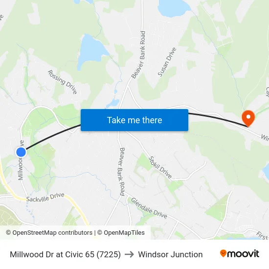 Millwood Dr at Civic 65 (7225) to Windsor Junction map