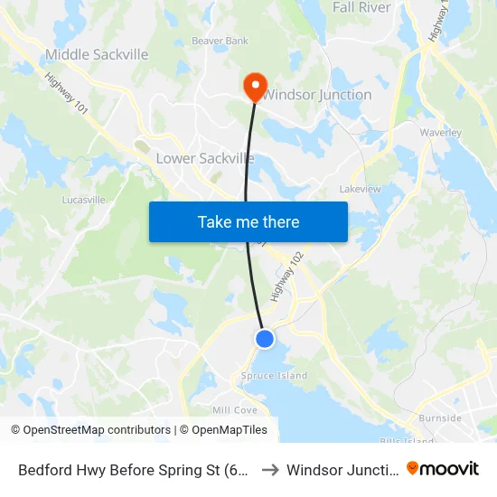 Bedford Hwy Before Spring St (6249) to Windsor Junction map