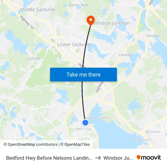Bedford Hwy Before Nelsons Landing Blvd (6241) to Windsor Junction map