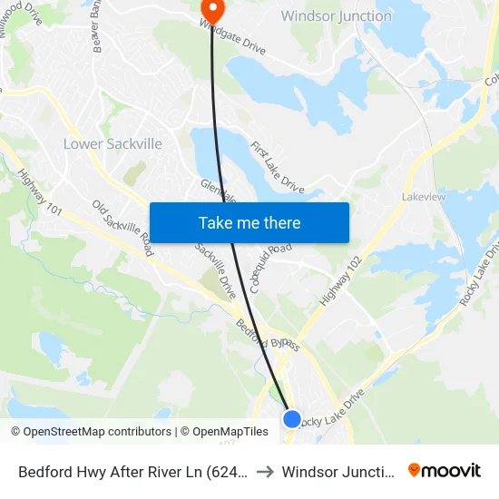 Bedford Hwy After River Ln (6245) to Windsor Junction map