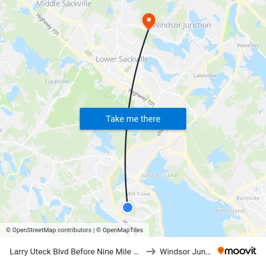 Larry Uteck Blvd Before Nine Mile Dr (8877) to Windsor Junction map