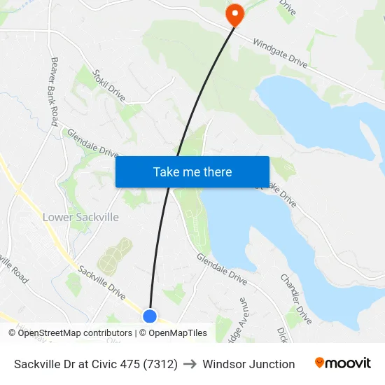 Sackville Dr at Civic 475 (7312) to Windsor Junction map