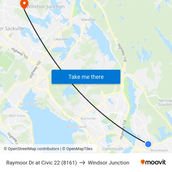 Raymoor Dr at Civic 22 (8161) to Windsor Junction map